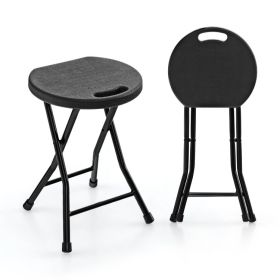 Set of 2 18 Inch Collapsible Round Stools with Handle