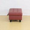 Red Faux Leather Storage Ottoman Living Room Sofa