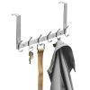 The Door Hooks, Stainless Steel Heavy Duty Over Door Hanger Holder for Coat Robe Hat Clothe Towels Hanging, Bathroom Organizer Towel Rack 6 Hooks