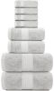 Luxury Silver Bath Towel Set Combed Cotton Hotel Quality Absorbent 8 Piece Towels | 2 Bath Towels | 2 Hand Towels | 4 Washcloths