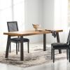 Della Acacia Wood Dining Table, Natural Stained with Rustic Metal, 32.25 in x 69 in x 29.5 in, Brown, Grey