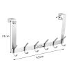 The Door Hooks, Stainless Steel Heavy Duty Over Door Hanger Holder for Coat Robe Hat Clothe Towels Hanging, Bathroom Organizer Towel Rack 6 Hooks