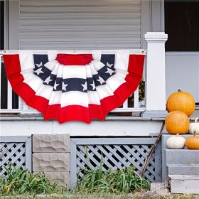 1pc Printed Stripes Stars USA Pleated Fan Bunting Half Banner Flag For July 4th Independence Day Decoration USA Pleated Fan Flag (Color: Flag 17.72*35.43inch)