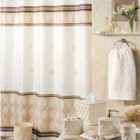 Muwago Luxurious Lattice Print Vintage Classic Shower Curtain Elegant Thick Waterproof Light Brown Marble Pattern Bath Cover (size: W78"*H72")