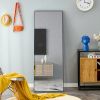 Black Solid wood frame full-length mirror, dressing mirror, bedroom home porch, decorative mirror, clothing store, floor mounted large mirror