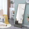 Black Solid wood frame full-length mirror, dressing mirror, bedroom home porch, decorative mirror, clothing store, floor mounted large mirror