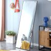 Black Solid wood frame full-length mirror, dressing mirror, bedroom home porch, decorative mirror, clothing store, floor mounted large mirror